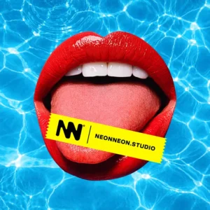 boca con sticker de neon neon studio